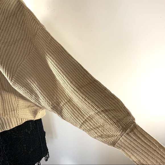 Tarse Tan Ribbed Oversized Cowl Neck Sweater - Picture 3 of 8